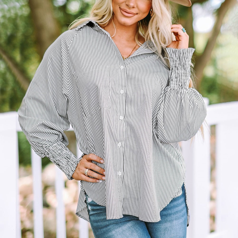 Nessa Women's Shirt in an Oversized Fit with Buttons and Stripes, photo 2