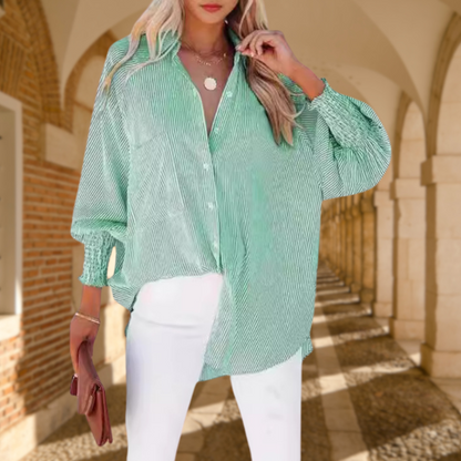 Nessa Women's Shirt in an Oversized Fit with Buttons and Stripes, photo 4