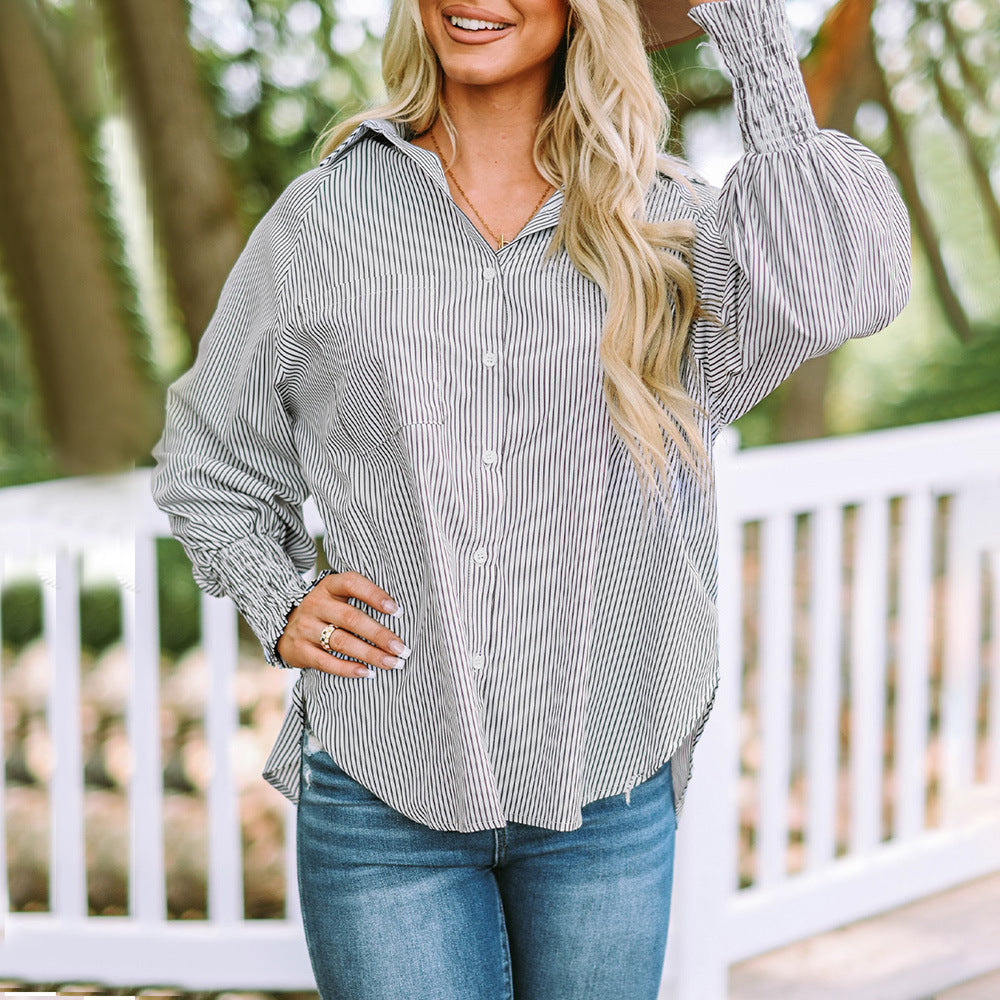 Nessa Women's Shirt in an Oversized Fit with Buttons and Stripes, photo 7