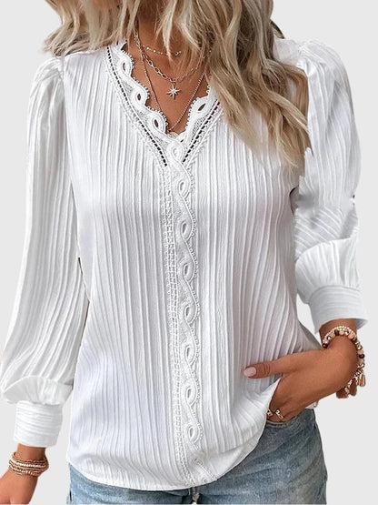 Nola Women's Sweater with a V-neck and Lace, photo 1
