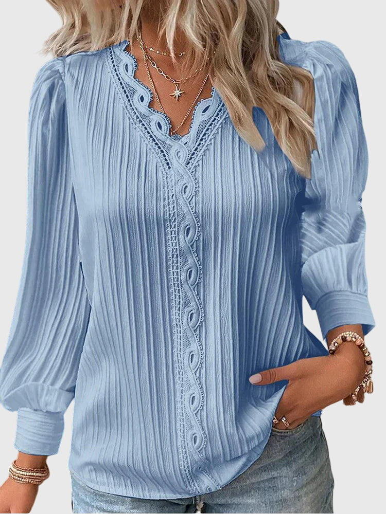Nola Women's Sweater with a V-neck and Lace, photo 4