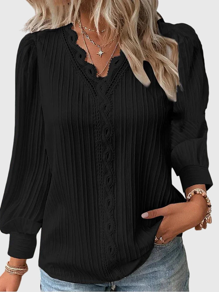 Nola Women's Sweater with a V-neck and Lace, photo 6