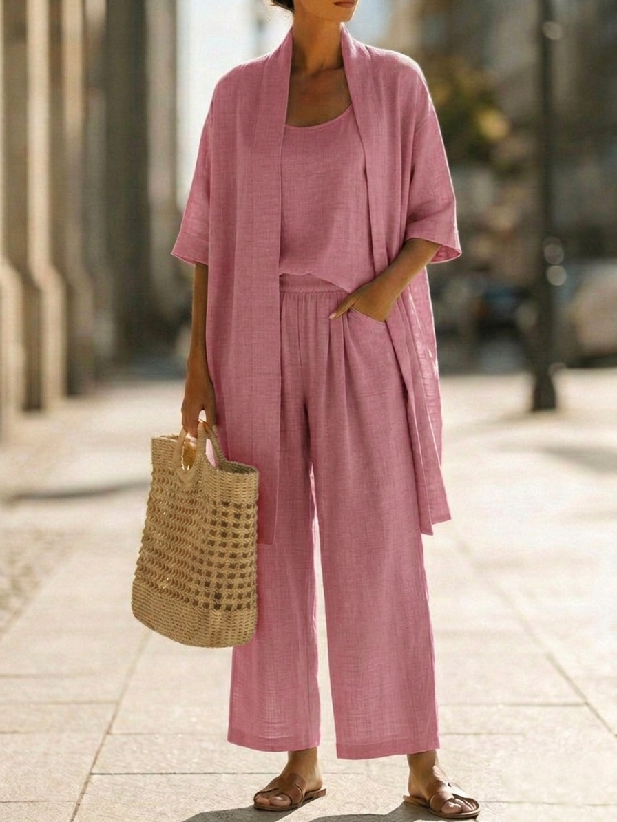 Linen Cotton Look Three Piece Set photo 5