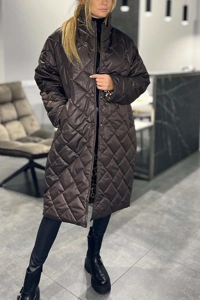 Philippa Women's Quilted Coat with a Leopard Print Lining, photo 1