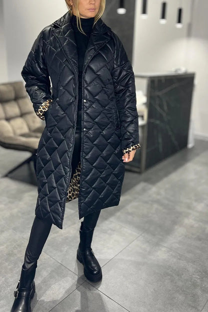 Philippa Women's Quilted Coat with a Leopard Print Lining, photo 7