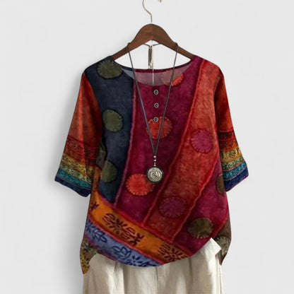 Prue Women's Top in a Long Cut with a Round Neck and an All-over Print, photo 1