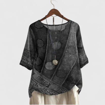 Prue Women's Top in a Long Cut with a Round Neck and an All-over Print, photo 3