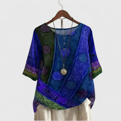 Prue Women's Top in a Long Cut with a Round Neck and an All-over Print, photo 5