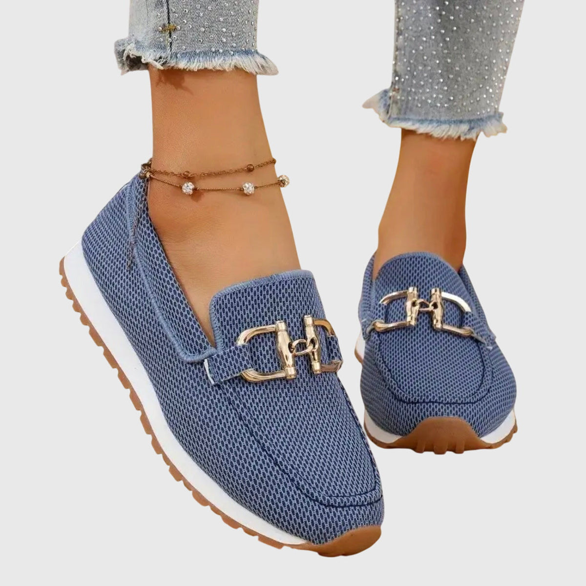 Sabine Women's Knit Loafer Sneakers with Buckle, photo 1