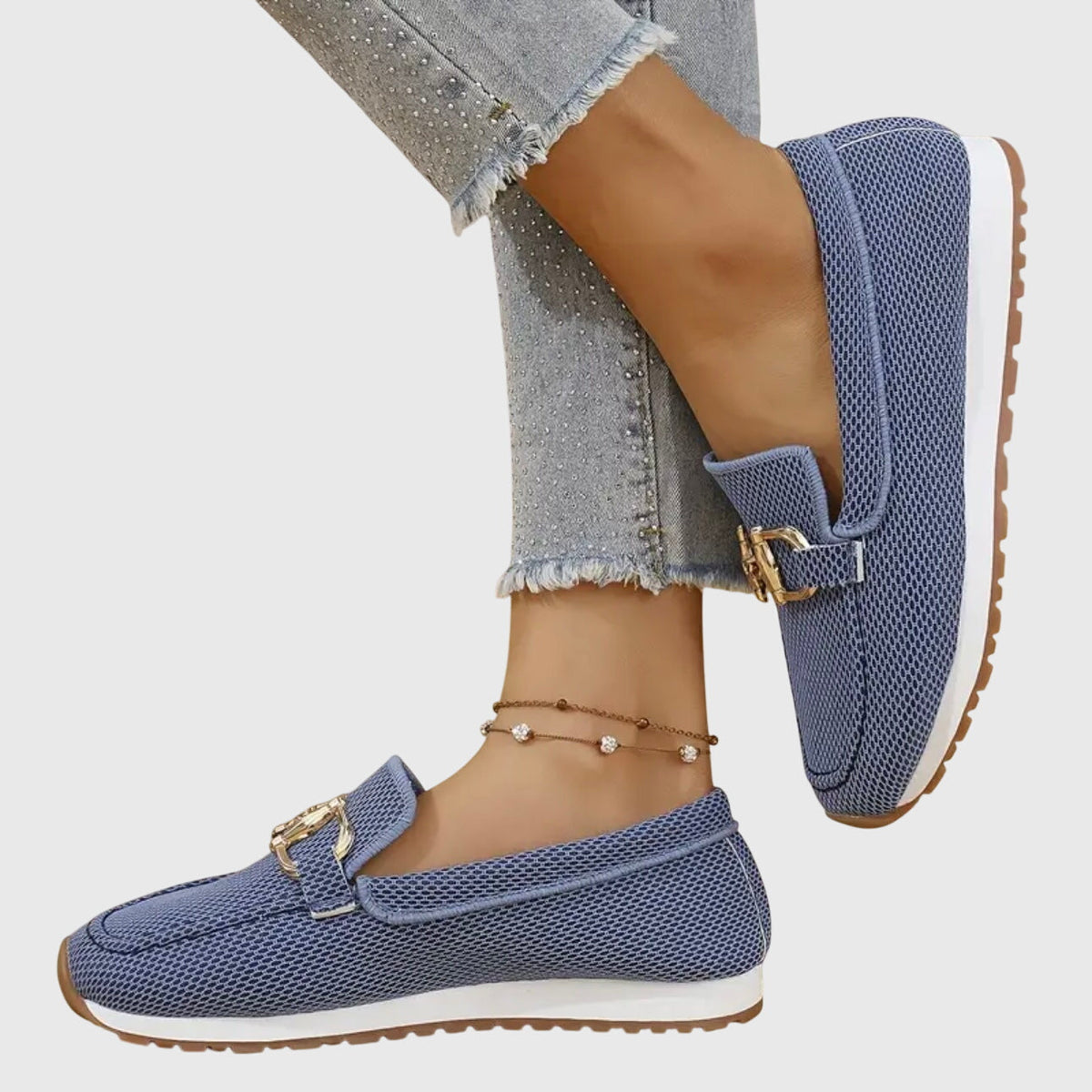 Sabine Women's Knit Loafer Sneakers with Buckle, photo 4