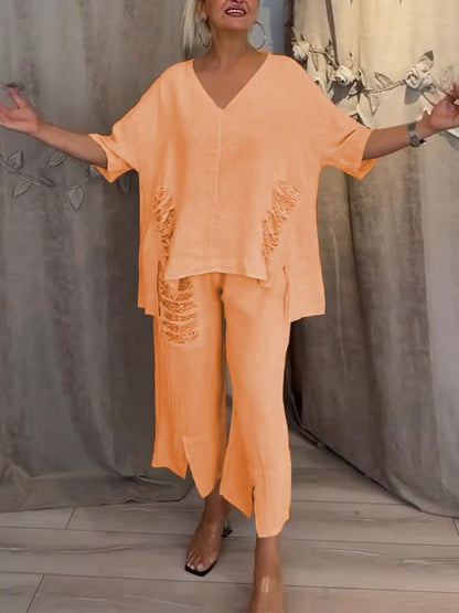 Sally Women's Co-ord Set in a Relaxed Fit with a V-neck and an Asymmetric Cut, photo 7