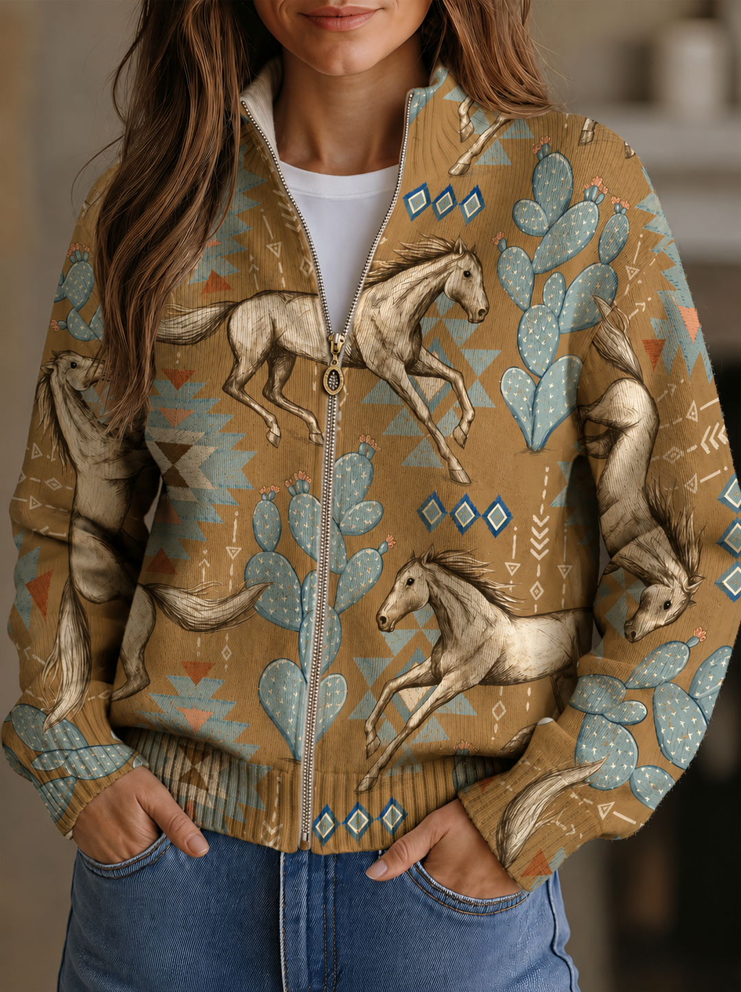 Sonia Women's Cardigan with a Zip and an All-over Print, photo 1