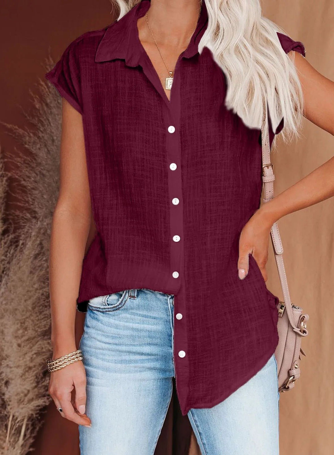 Sylvia Women's Blouse in a Relaxed Fit with a Classic Collar with Buttons, photo 6