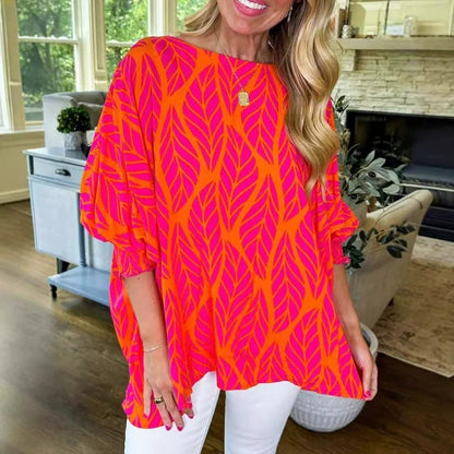 Una Women's Blouse in an Oversized Fit with a Round Neck and an All-over Print, photo 1