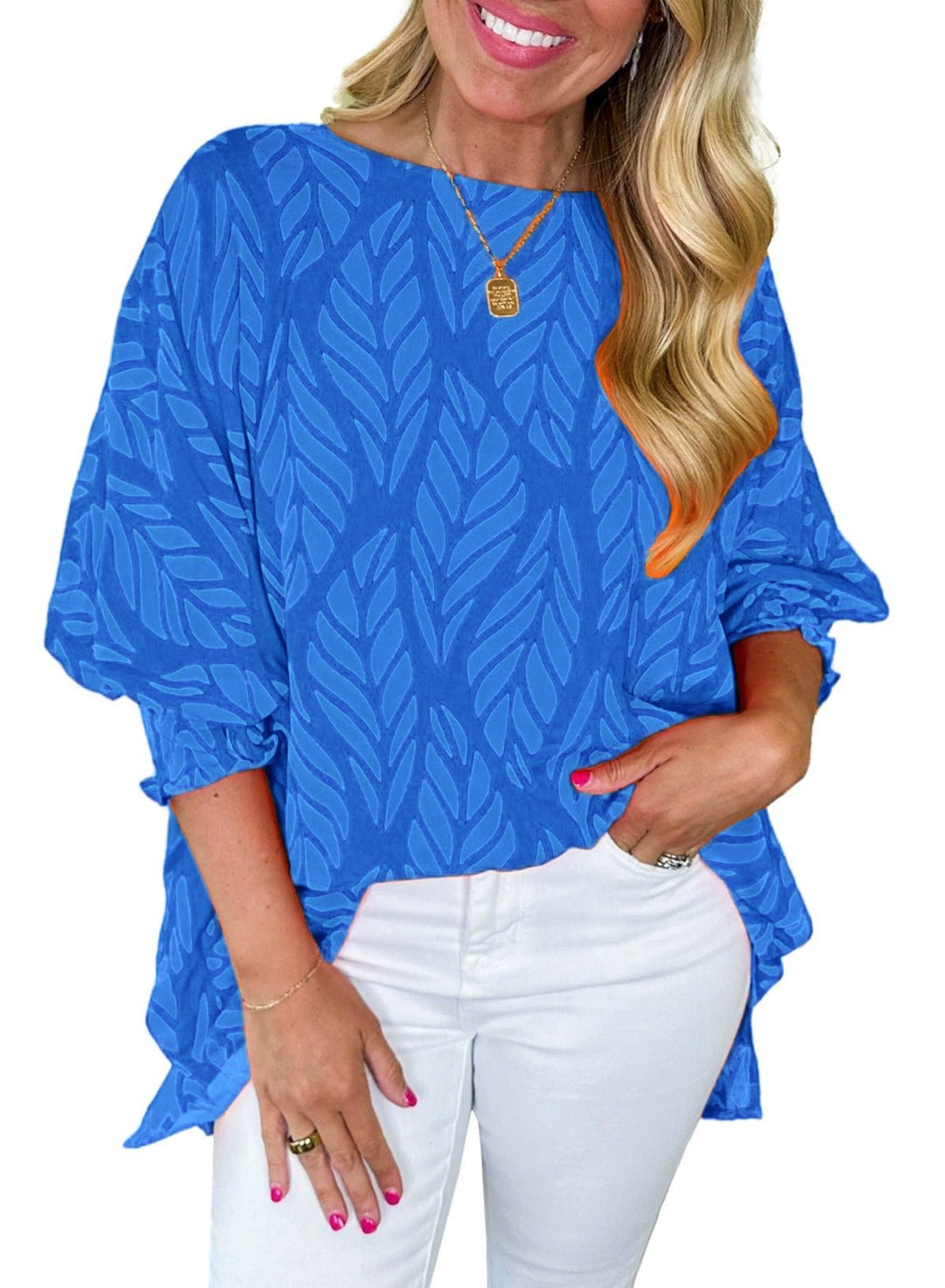 Una Women's Blouse in an Oversized Fit with a Round Neck and an All-over Print, photo 3