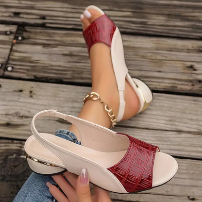 Xenia Women's Sandals with a Wedge Heel in Red, photo 2