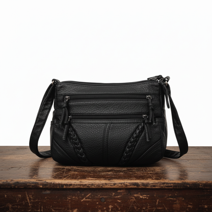 Zara Braided Leather Shoulder Bag with Flap, photo 2