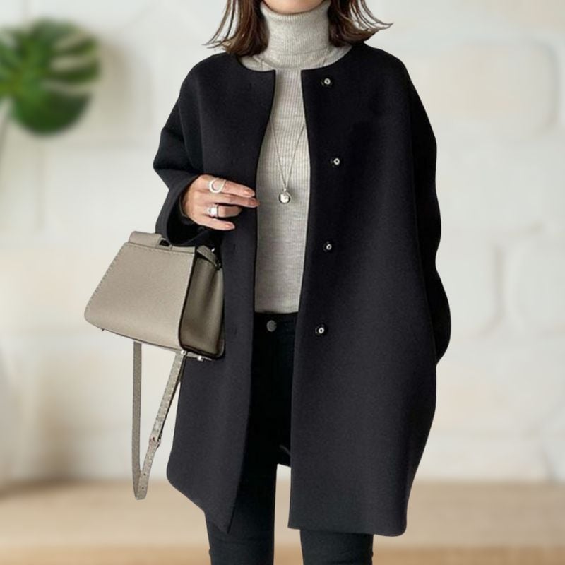 Zinnia Women's Coat with a Round Neck with Buttons, photo 1